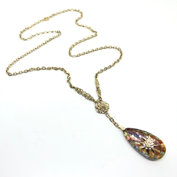 Vintage Jewelry - 🆕Vintage 24” Aurora Glass Pendant Necklace